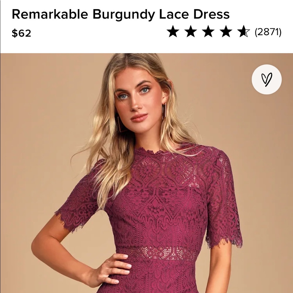 Lulus Remarkable Burgundy Lace Dress